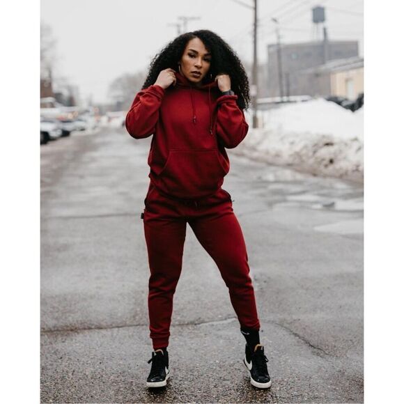 Flag Nor Fail Unisex Essential Fleece V2 Joggers in Bloodstone Red Extra Small - Picture 7 of 8